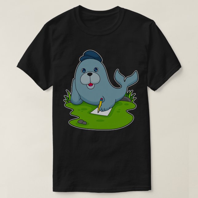 Seal Pencil Paper T-Shirt (Design Front)
