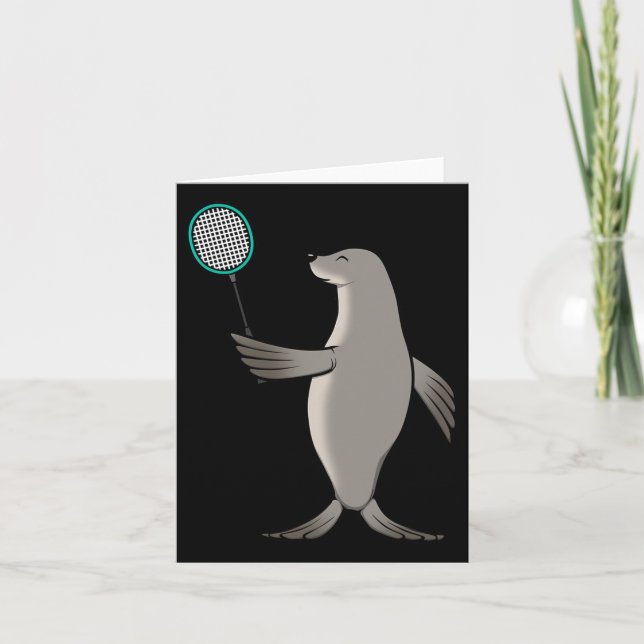 Seal Playing Badminton Hob  Card (Front)