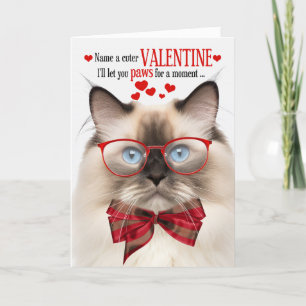 Seal Point Ragdoll Cat Valentine Feline Humour Holiday Card