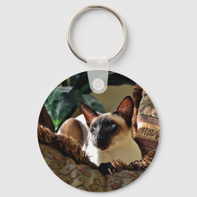 Seal Point Siamese Cat on Comfy Pillow Key Ring (Front)