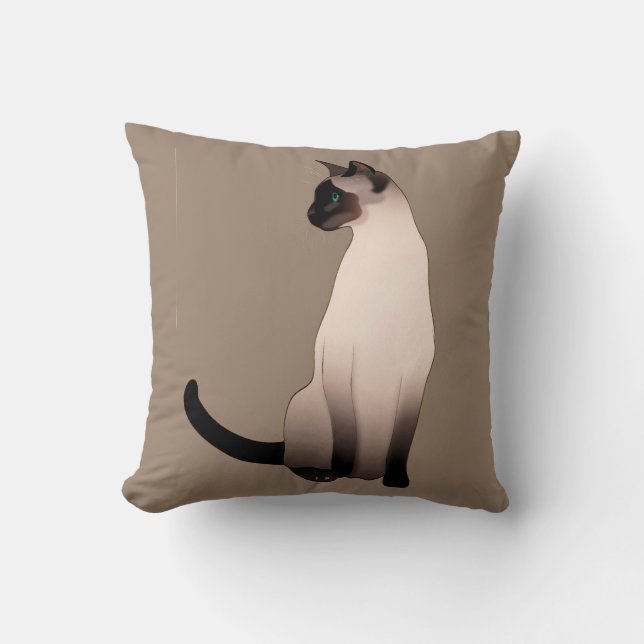 Seal Point Siamese Cat on Taupe Tan Cushion (Front)