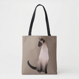 Seal Point Siamese Cat on Taupe Tan Tote Bag
