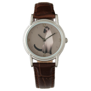Seal Point Siamese Cat on Taupe Tan Watch