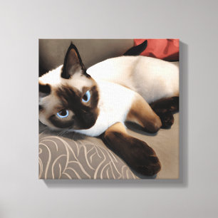 Seal Point Siamese Digital Portrait Canvas Print