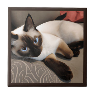 Seal Point Siamese Digital Portrait Ceramic Tile