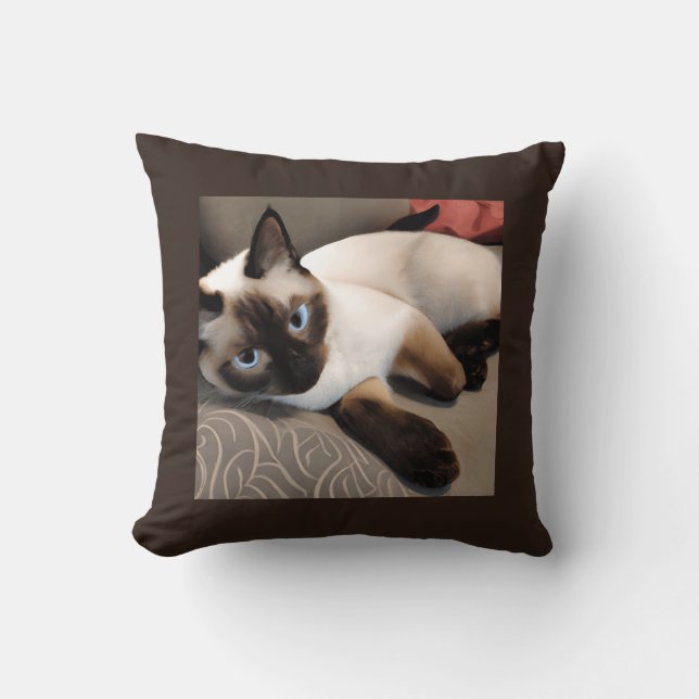 Seal Point Siamese Digital Portrait    Cushion (Front)