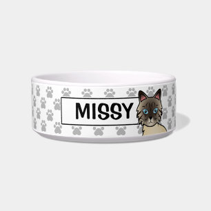 Seal Point Tabby Birman / Ragdoll Cat & Name Bowl