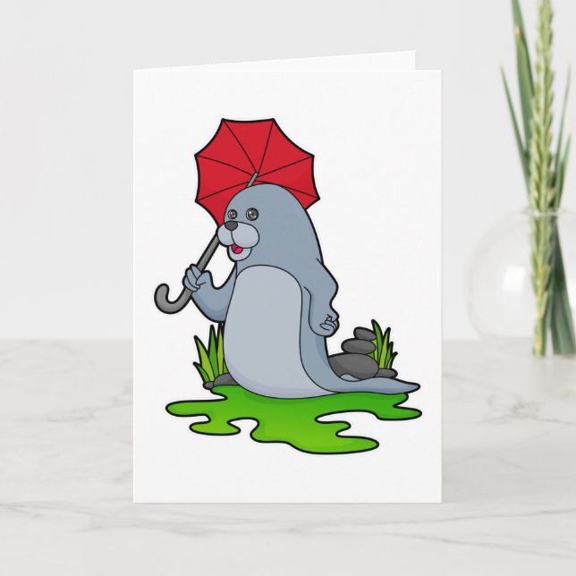 Seal Raining Umbrella Card (Front)