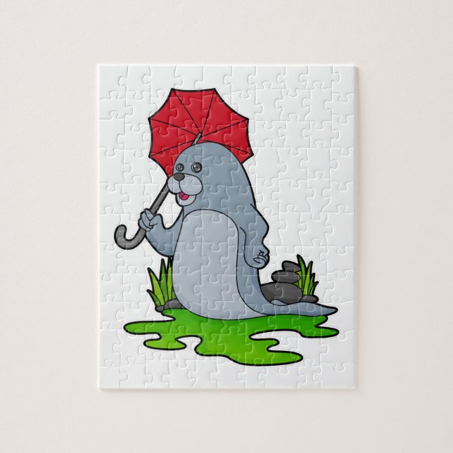 Seal Raining Umbrella Jigsaw Puzzle (Vertical)