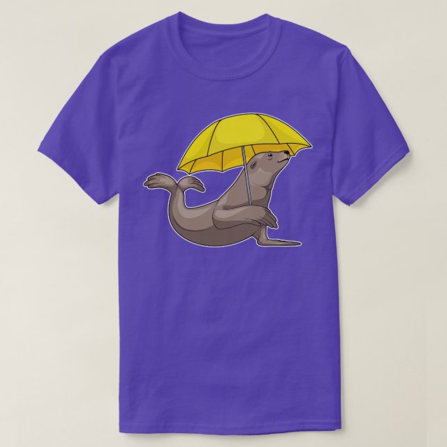 Seal Raining Umbrella T-Shirt (Design Front)