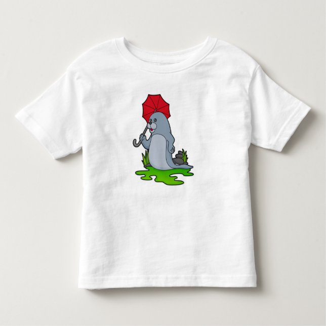 Seal Raining Umbrella Toddler T-Shirt (Front)