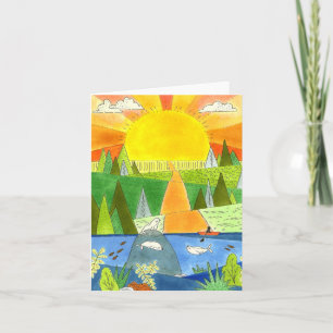 Seal River Kayak Sunrise Happy Place Art Card