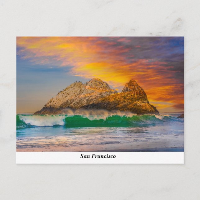 Seal Rock At Sunset Postcard (Front)