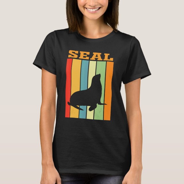 Seal Shadow Silhouette In Retro Colours T-Shirt (Front)