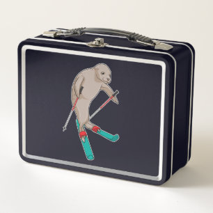 Seal Skier Ski Metal Lunch Box