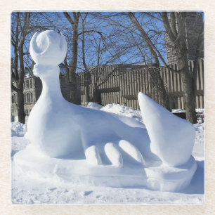 Seal Snow Sculpture, Quebec, Canada Glass Coaster