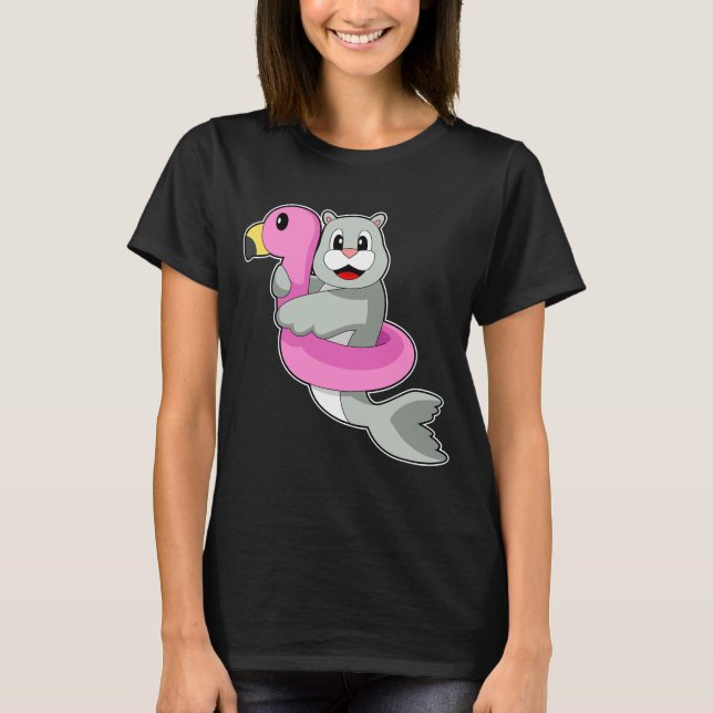 Seal Swim ring Flamingo T-Shirt (Front)