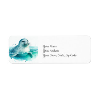 Seal Under the Sea Coastal Beach Return Address Label