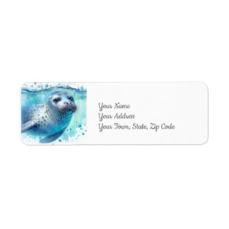 Seal Under the Sea Coastal Beach Return Address Label
