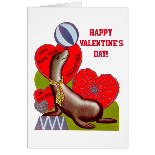 Seal with Ball Vintage Valentine Bold Text (Front)
