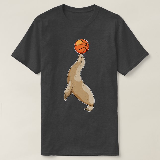 Seal with Basketball T-Shirt (Design Front)