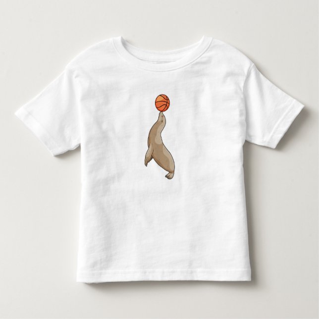Seal with Basketball Toddler T-Shirt (Front)