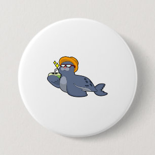 Seal with Coconut 7.5 Cm Round Badge