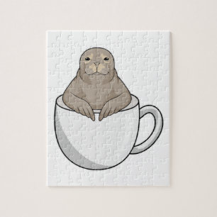 Seal with Coffee cup Jigsaw Puzzle