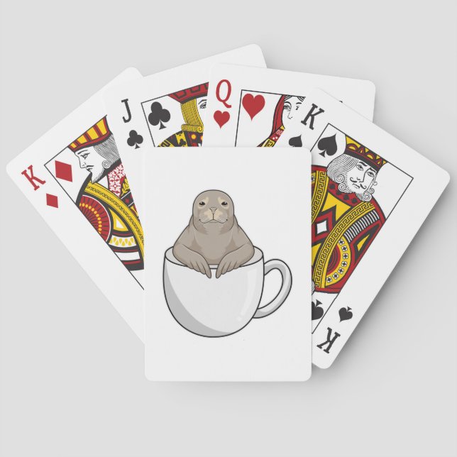 Seal with Coffee cup Playing Cards (Back)