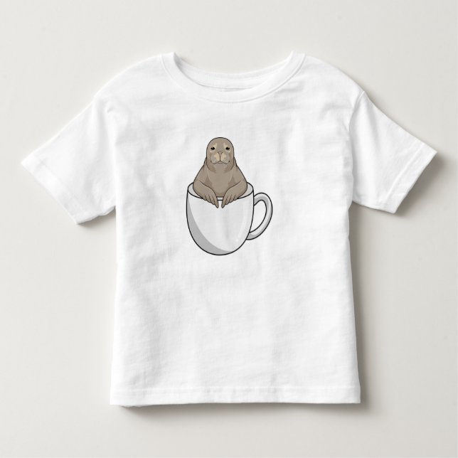 Seal with Coffee cup Toddler T-Shirt (Front)