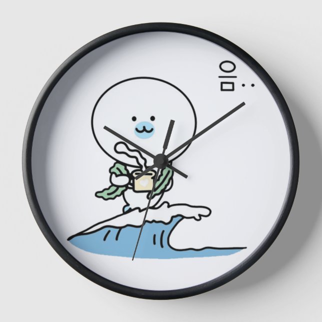 Seal with coffee on a wave clock (Front)