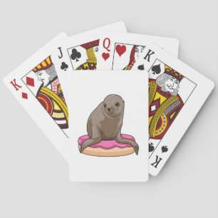 Seal with Doughnut Playing Cards