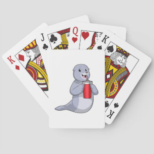 Seal with Drinking cup Playing Cards