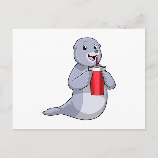 Seal with Drinking cup Postcard (Front)