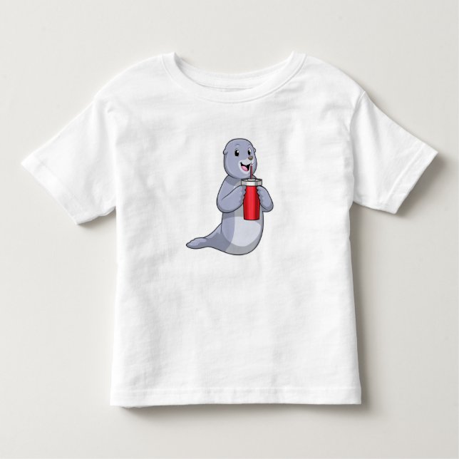 Seal with Drinking cup Toddler T-Shirt (Front)