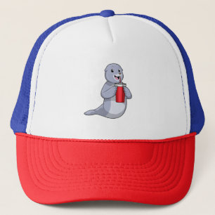 Seal with Drinking cup Trucker Hat