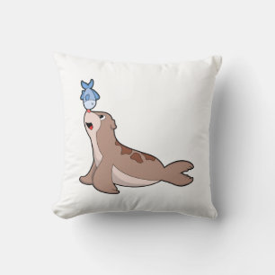 Seal with Fish (2).PNG Cushion