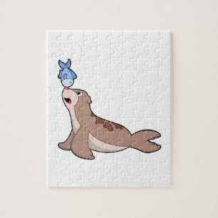Seal with Fish (2).PNG Jigsaw Puzzle