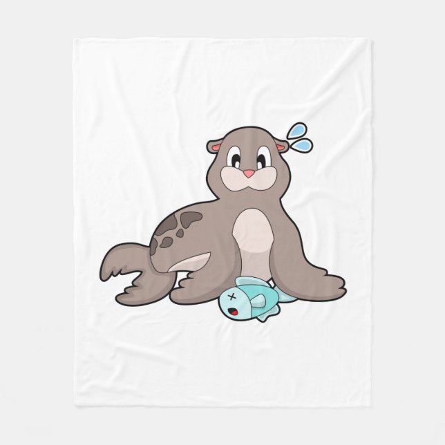 Seal with Fish Fleece Blanket (Front)