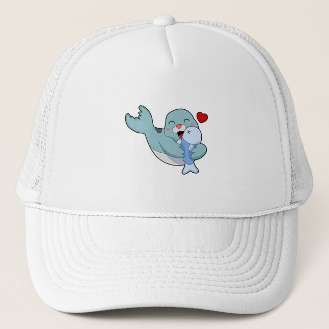 Seal with Fish Trucker Hat (Front)
