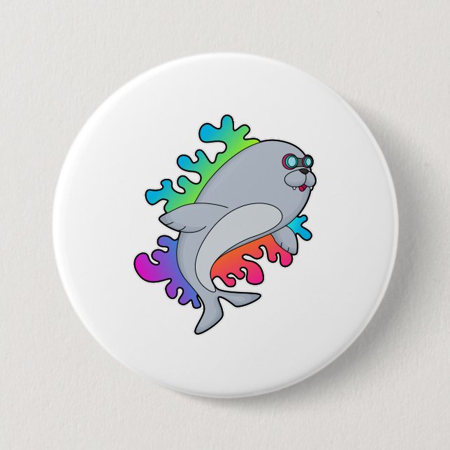 Seal with Glasses 7.5 Cm Round Badge (Front)