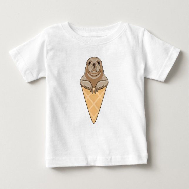 Seal with Ice cream cone Baby T-Shirt (Front)