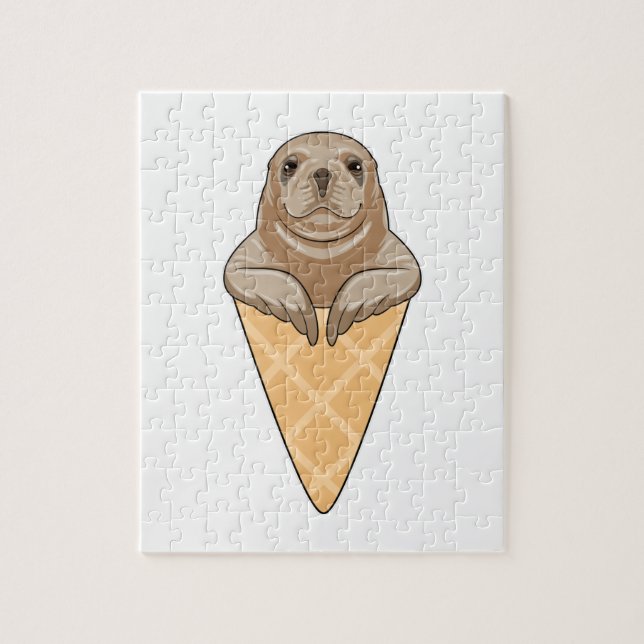 Seal with Ice cream cone Jigsaw Puzzle (Vertical)