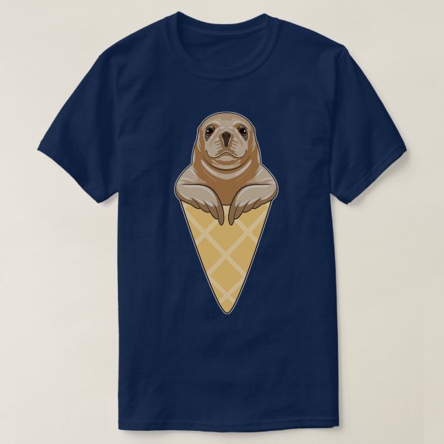 Seal with Ice cream cone T-Shirt (Design Front)
