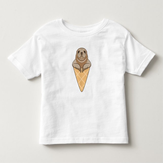 Seal with Ice cream cone Toddler T-Shirt (Front)