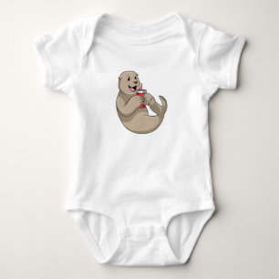 Seal with Mug with Straw Baby Bodysuit