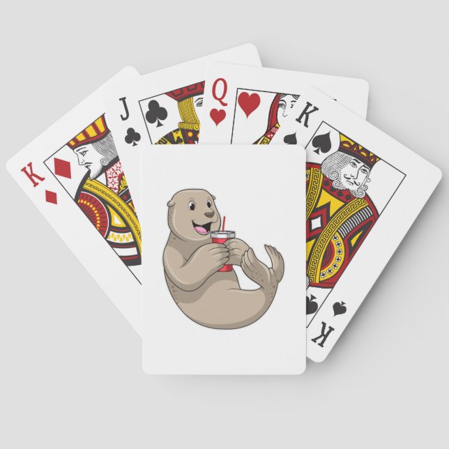 Seal with Mug with Straw Playing Cards (Back)