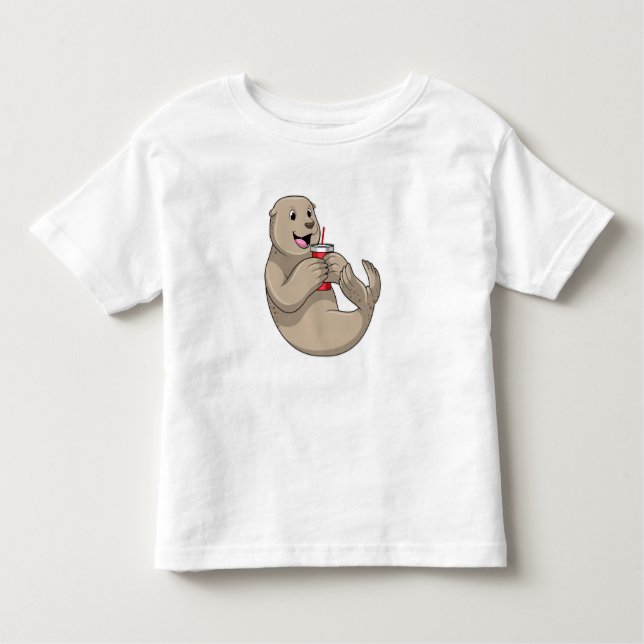 Seal with Mug with Straw Toddler T-Shirt (Front)