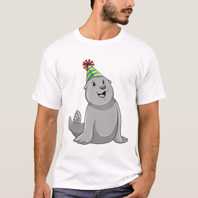 Seal with Party hat Party T-Shirt (Front)