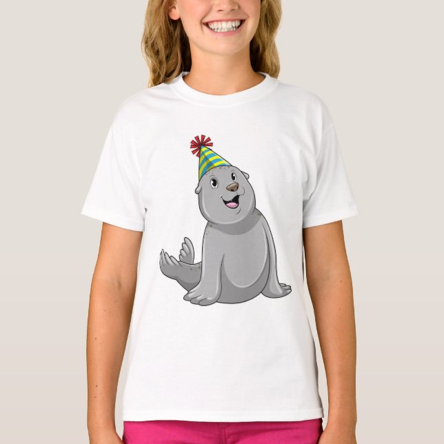Seal with Party hat Party T-Shirt (Front)